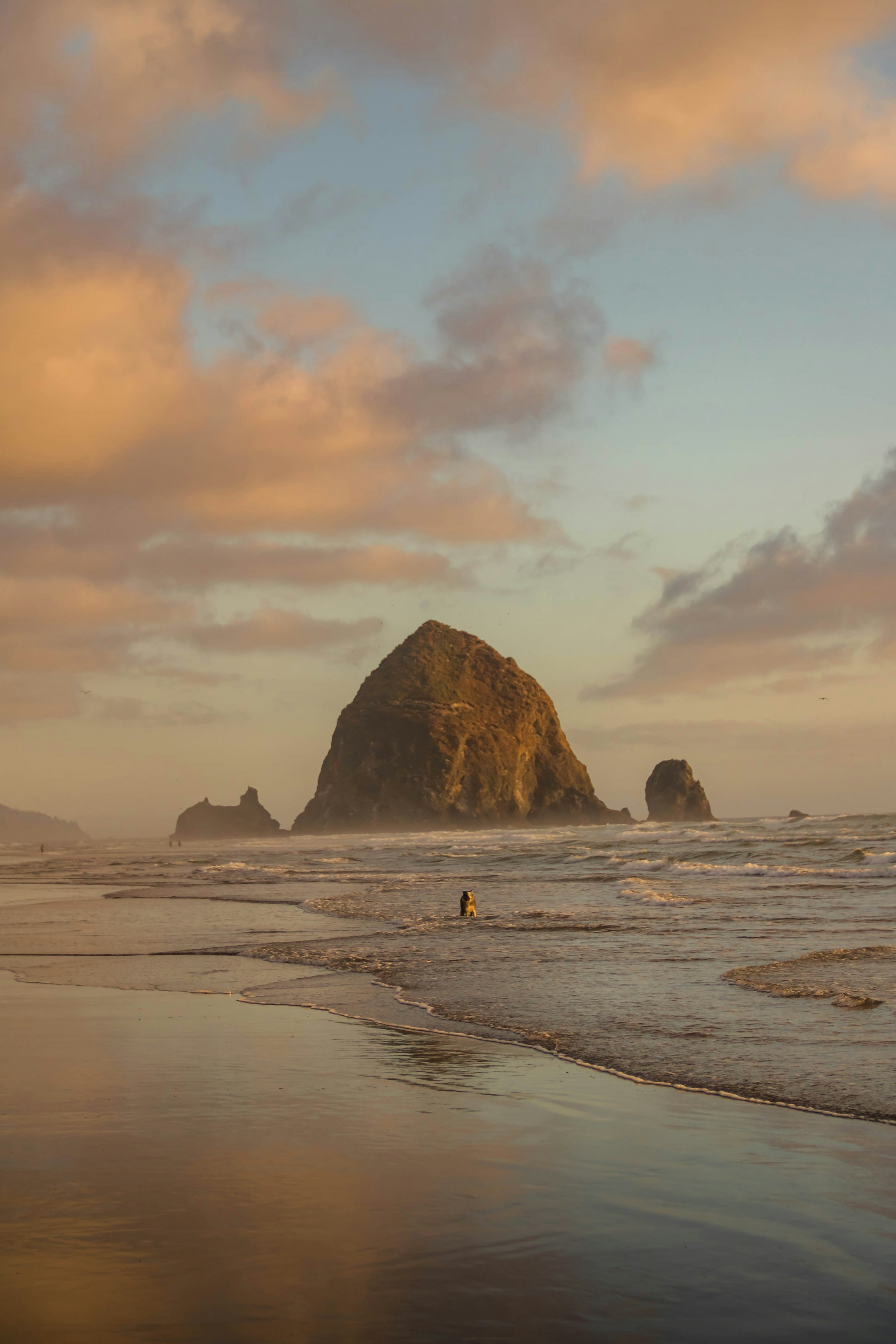 Haystack Rock at sunset, Cannon Beach, Oregon